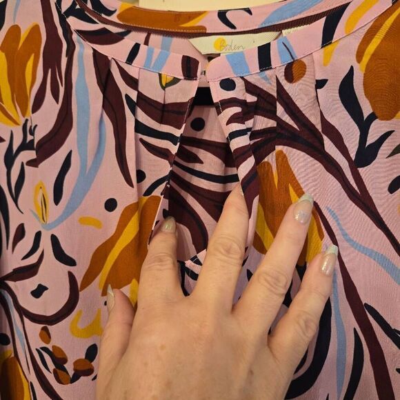 Boden Silk Blouse Pink Print 16 - Picture 6 of 10